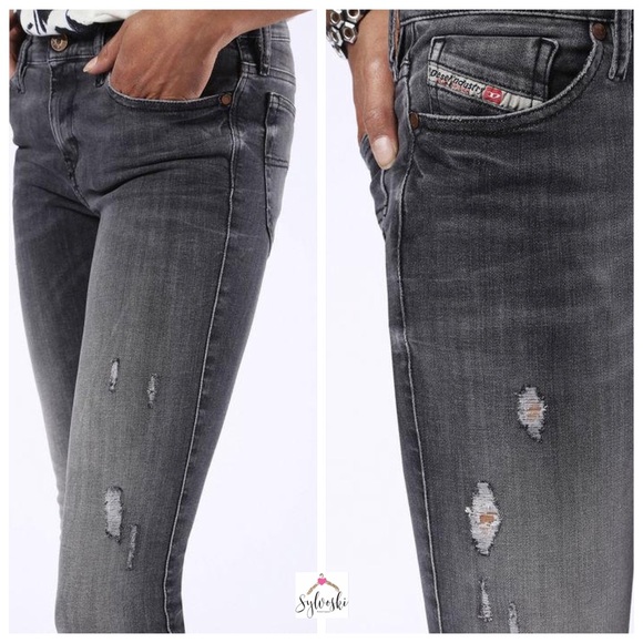 🔥 Diesel SKINZEE Super Skinny Grey Jeans Women - Picture 3 of 8